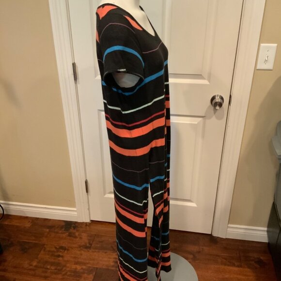 Free People Multicolor Striped Short Sleeve Maxi Dress Size Medium - Picture 4 of 6